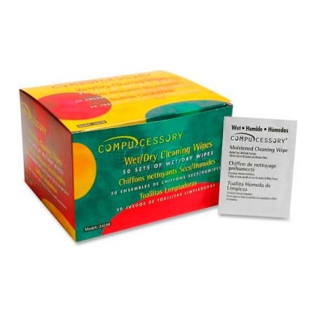 Compucessory Compucessory Wet & Dry Smudge Free Cleaning Wipes, 50/Pack - CCS24218 24218